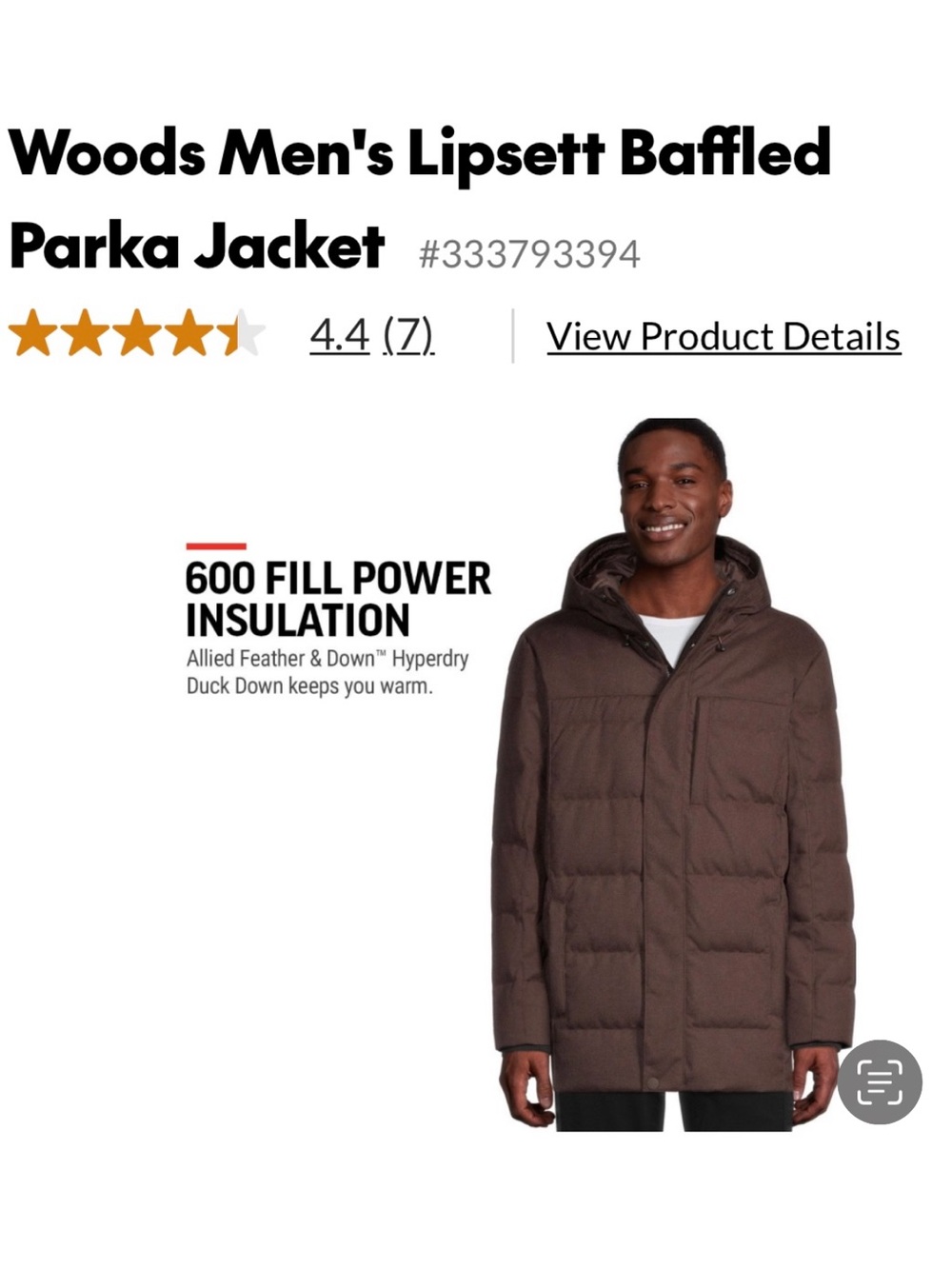 Men's Lipsett Baffled Parka Jacket - Brown